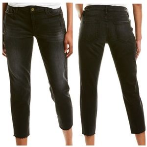 FRAME DENIM LE GARÇON CROP JACQUELINE BLACK DISTRESSED JEANS 25